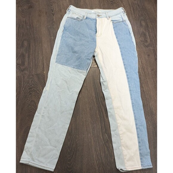 Pacsun Jeans Women's 28 Mom Jean Blue Denim Patchwork 28x28 - Picture 1 of 3